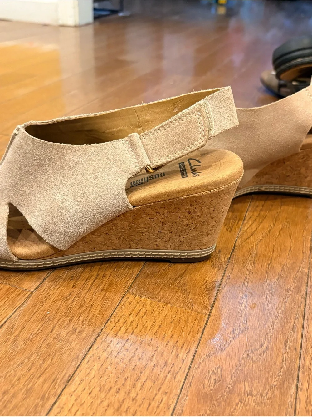Suede Slingback Cutout Sandals in Beige